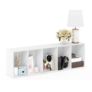 Furinno Tropika 52 in. White Faux Wood 5-shelf Standard Bookcase with Storage 11055WH