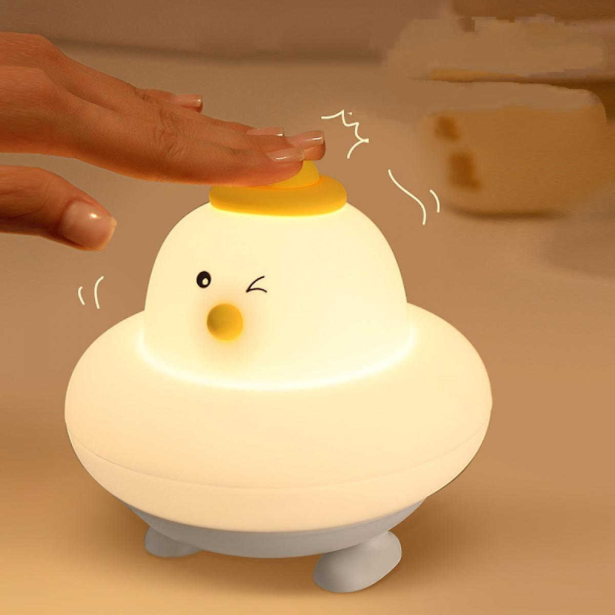 Cute Chicken Silicone Patting Small Night Light Rechargeable Bedroom Bedside Sleep Girl Children Atmosphere Table Lamp