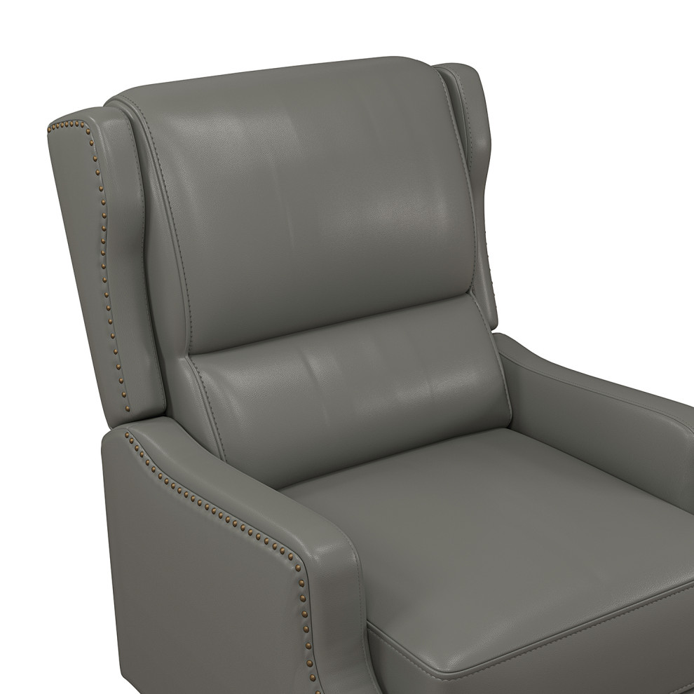 Traditional Genuine Leather Recliner With Nailhead Trims   Traditional   Recliner Chairs   by Karat Home  Houzz