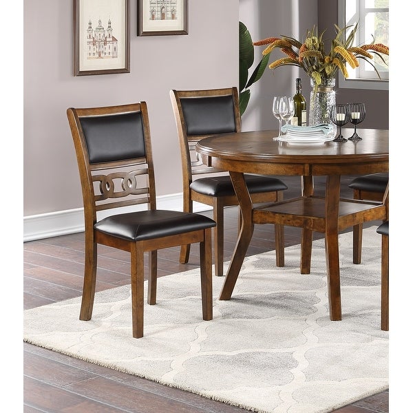 Dining Room Furniture Walnut Finish Set of 2 Side Chairs Cushion Seats