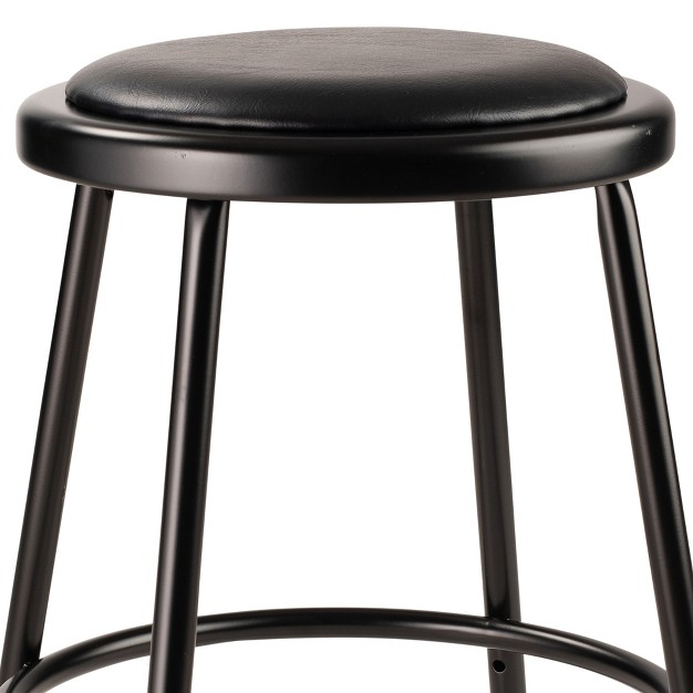 National Public Seating 6400 Series Heavy Duty 18 Inch Steel Stool With Vinyl Padded Seat Supports Up To 300 Pounds Black Frame And Legs