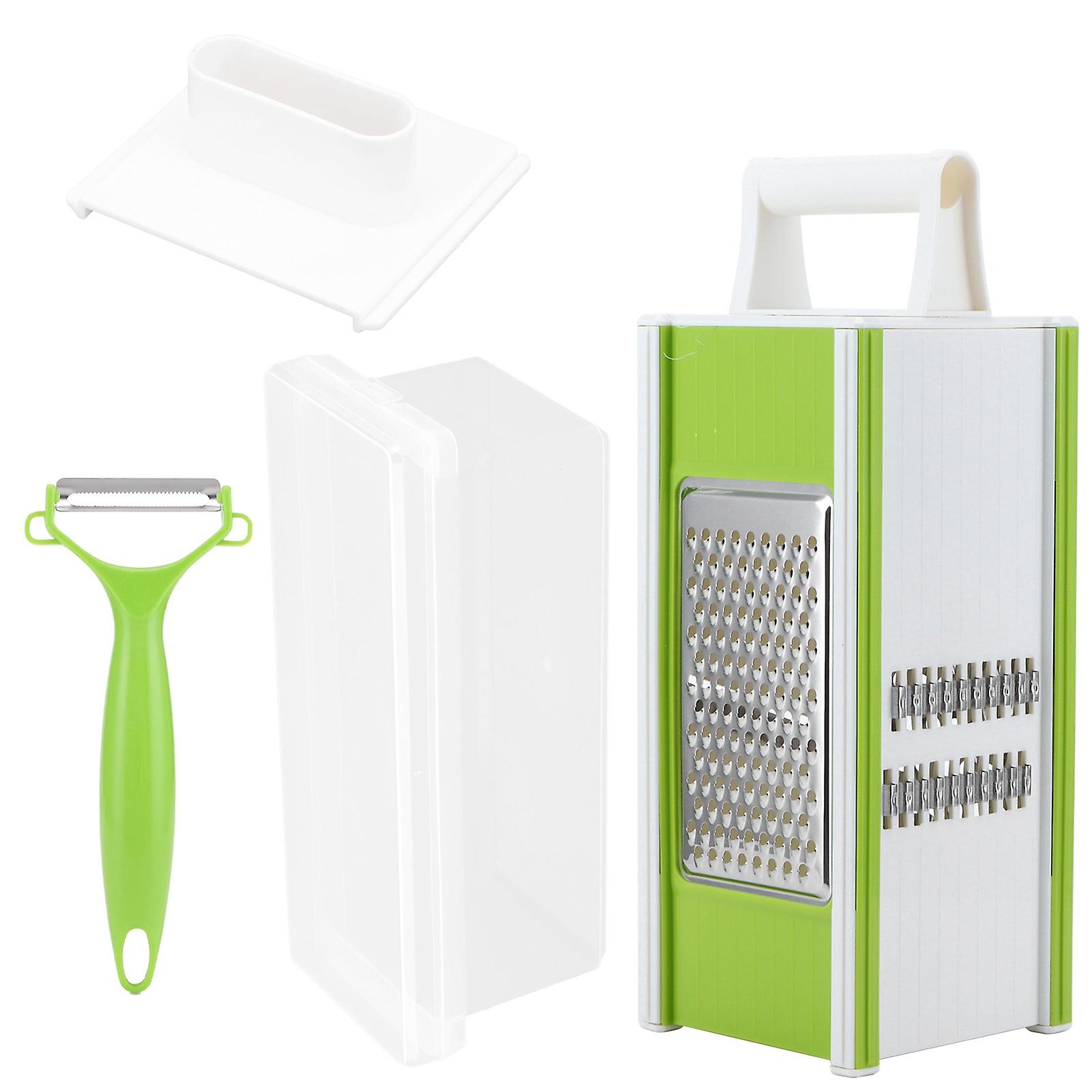 Box Grater， Vegetable Slicer Peeler Cheese Grate Stainless Steel With 4 Sides Multifuntional Shredding Tool With Storage Container