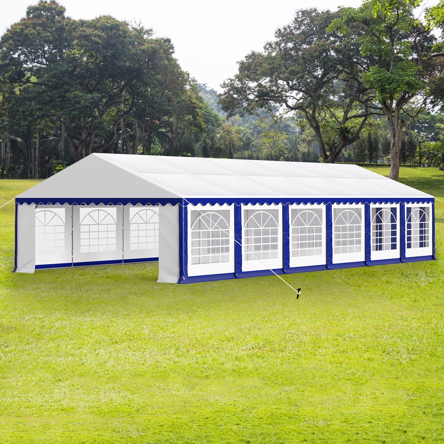 MF Studio 20'X40' Party Tent Outdoor Patio Event Shelter Canopy with 12 Removable Sidewalls, White and Blue