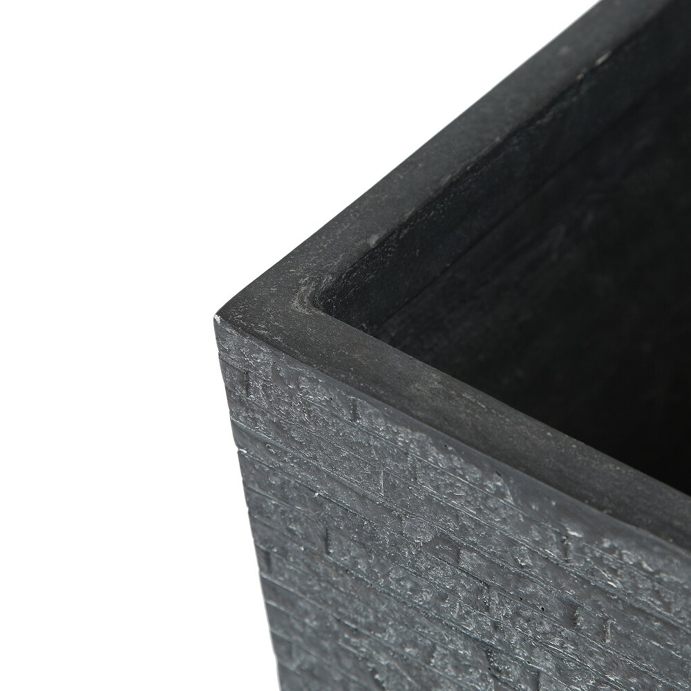 1 piece Stone Grey MgO Textured Tall Tapered Square Planter   18.5\