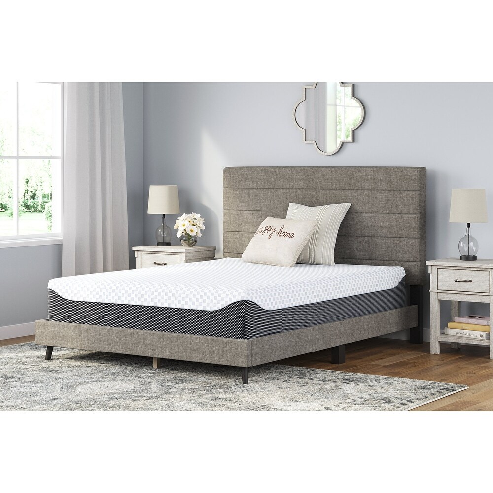 Signature Design by Ashley 12 Inch Chime Elite White/Gray 2 Piece King Mattress Package