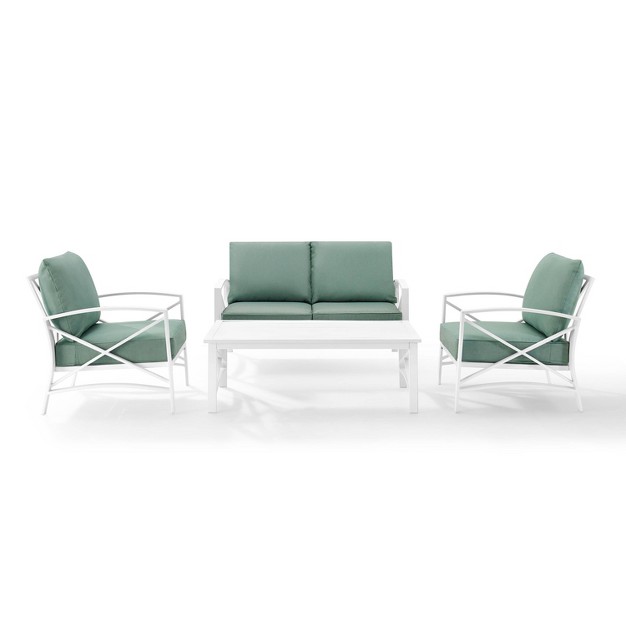 4pc Kaplan Outdoor Steel Conversation Set Mist white Crosley