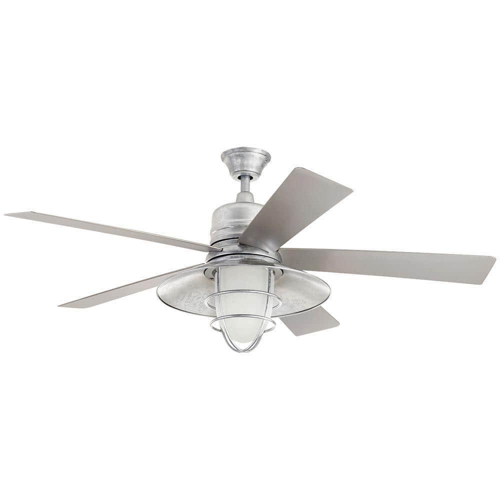 Home Decorators Collection Grayton 54 in LED IndoorOutdoor Galvanized Ceiling Fan with Light Kit and Remote Control