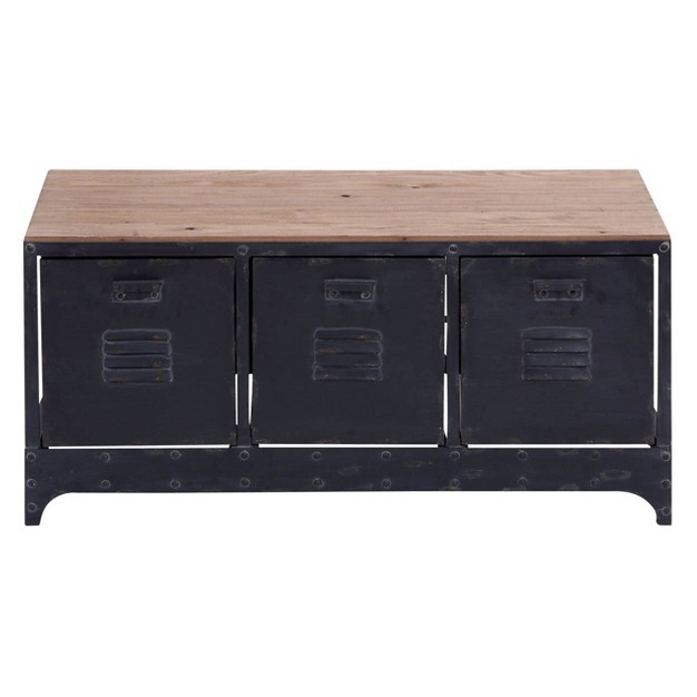 Wood Storage Bench 3 Drawers Black Olivia amp May