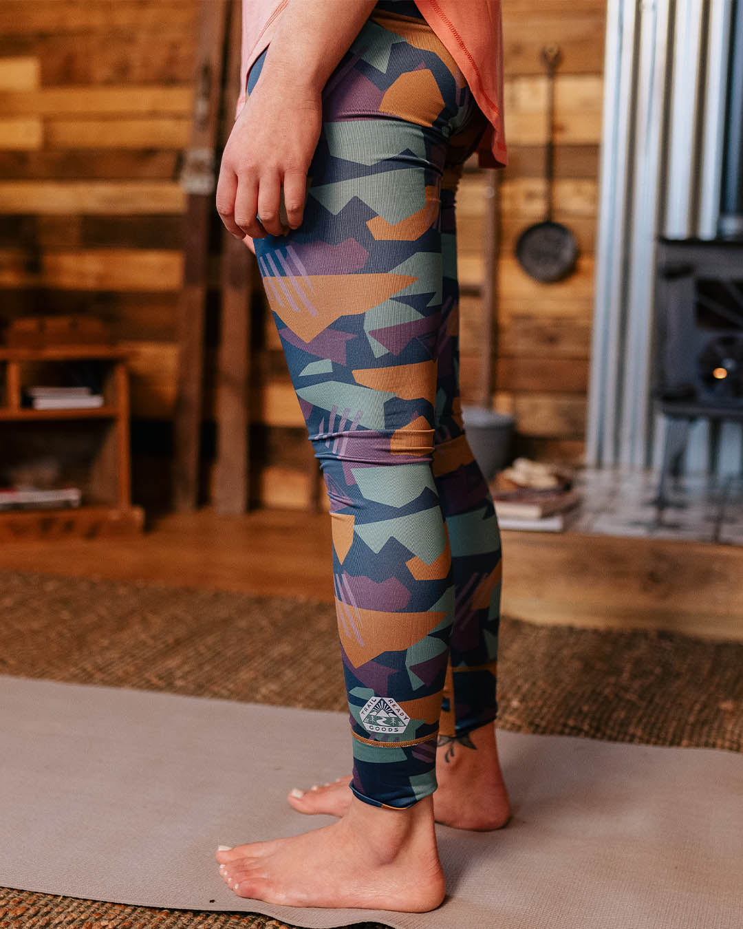 Blossom Recycled Base Layer Leggings - Deep Blue Camo Pattern