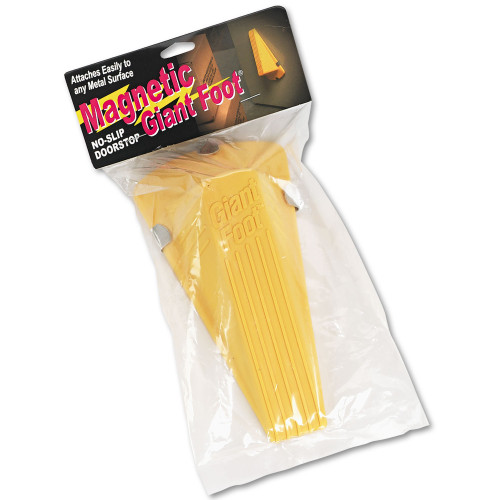 Master Caster Giant Foot Magnetic Doorstop， No-Slip Rubber Wedge， 3.5w x 6.75d x 2h， Yellow (00967)