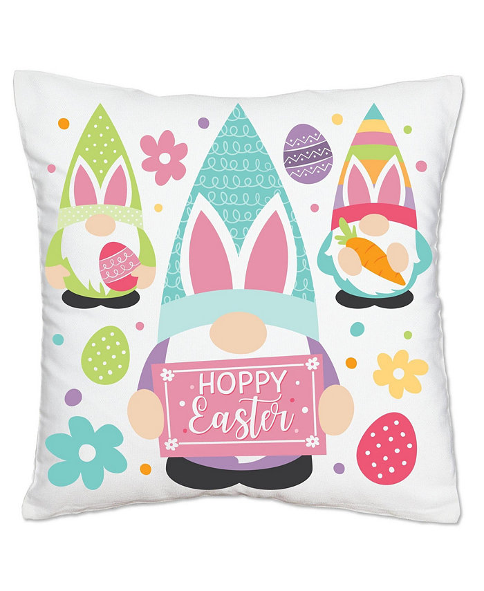 Big Dot of Happiness Easter Gnomes - Spring Decorative Cushion Case - Throw Pillow Cover - 16 x 16 In