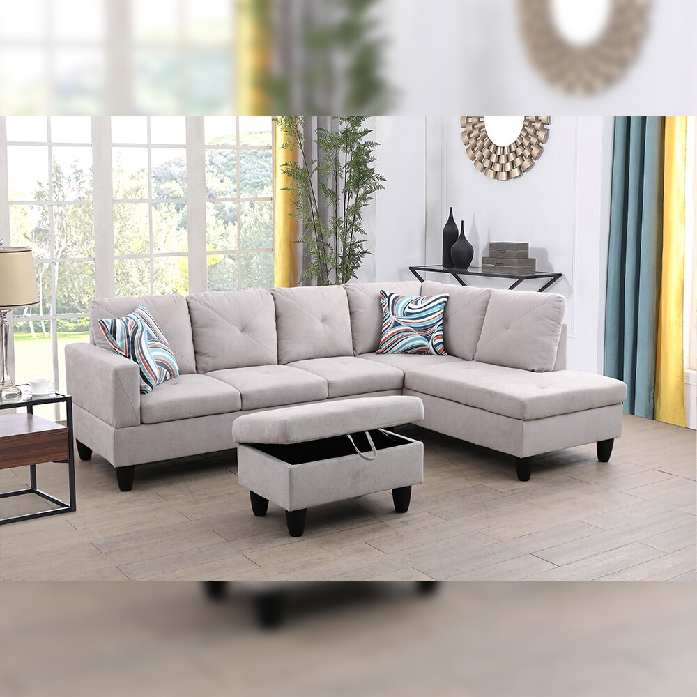 Hellen Right Facing Sectional Sofa with Ottoman