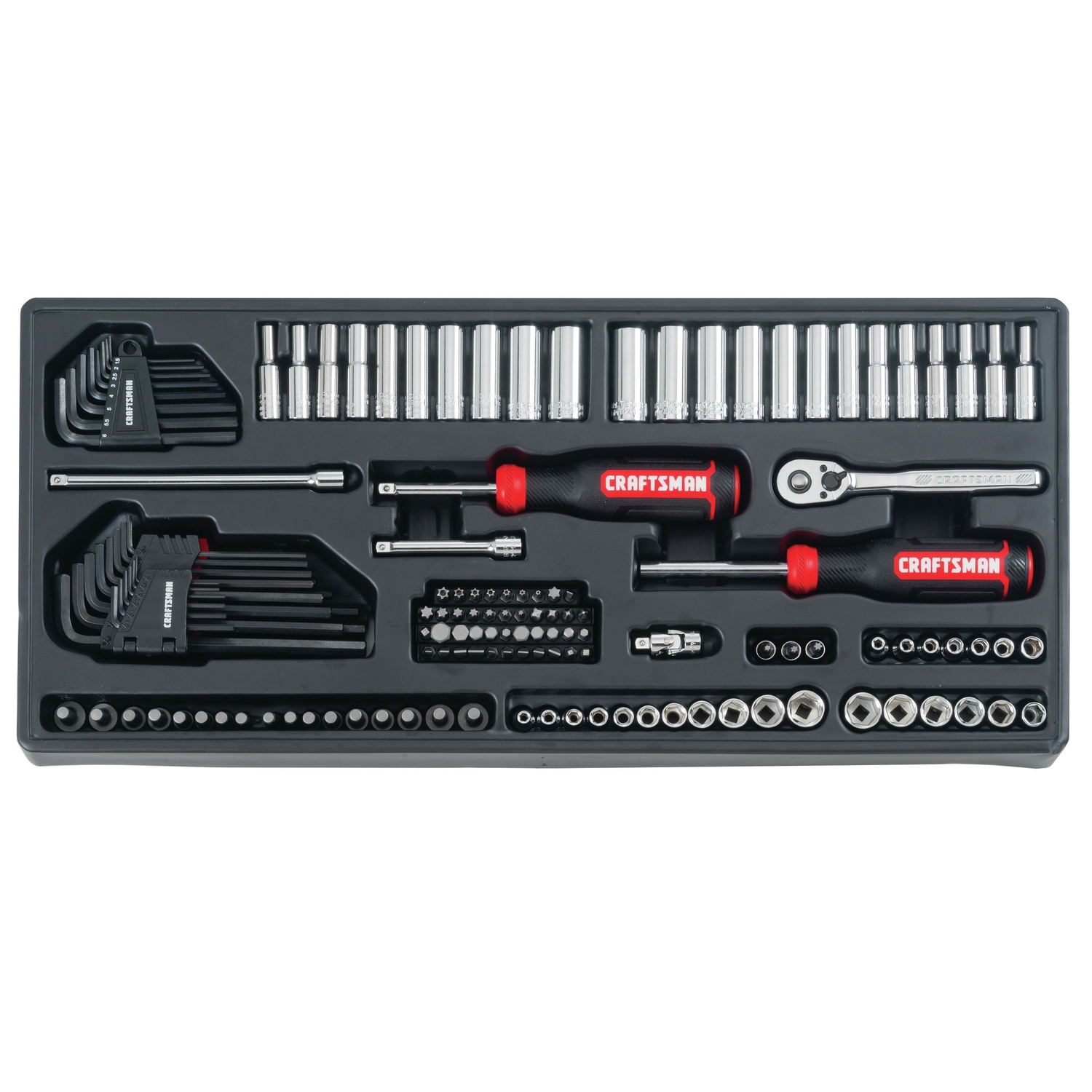 Craftsman 1/4， 3/8 and 1/2 in. drive Metric and SAE 6 and 12 Point Mechanic\u0027s Tool Set 308 pc