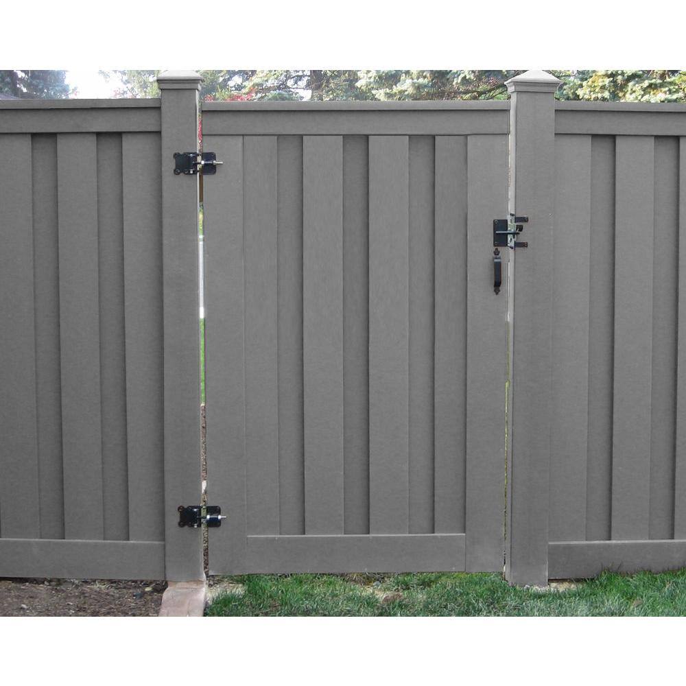 Trex Seclusions 4 ft. x 6 ft. Winchester Grey Wood-Plastic Composite Privacy Fence Single Gate with Hardware WGFGATEKIT