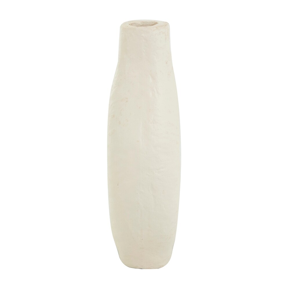 Beige Paper Mache Abstract Rounded Vase with Double Openings