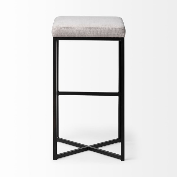 Frodo White Fabric Seat w/ Black Metal Base Bar Stool