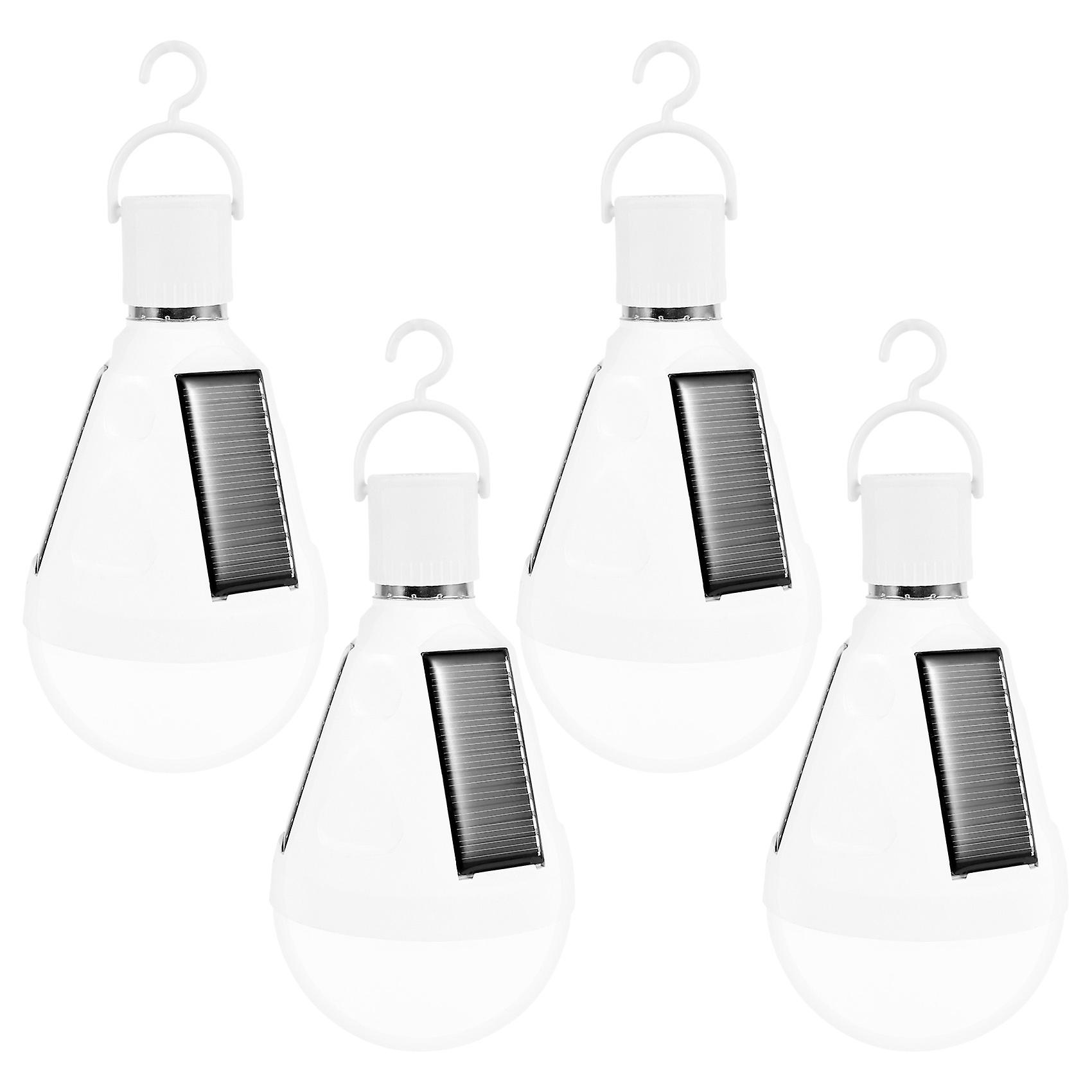 4 Pcs Portable Solar Led Light Bulb 12w Lantern Tent Light Bulb Rechargeable Emergency Lamp For Out