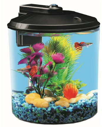 KollerCraft 2-Gal Aquarium Starter Kit with LED Lighting and Power Filter - Impact Resistant Plastic