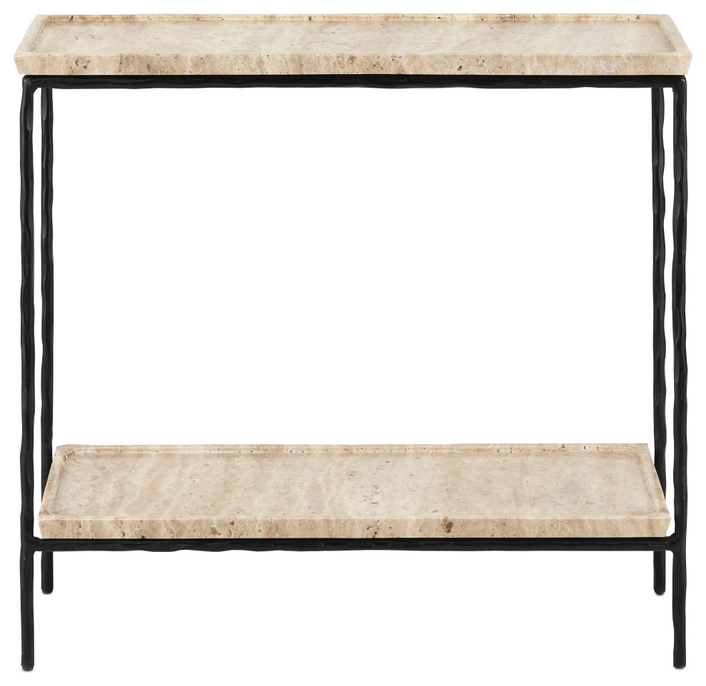 Boyles Travertine Side Table   Coffee And Accent Tables   by Currey  ampCompany  Inc.  Houzz