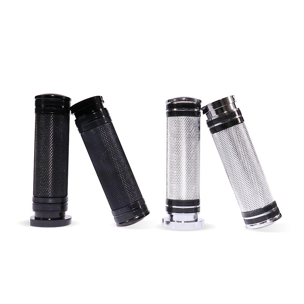 Motorcycle Handlebar Grips 1pair Universal 25mm Motorcycles Handlebar Grip Anti-skid Motorbike Hand Grips Silver