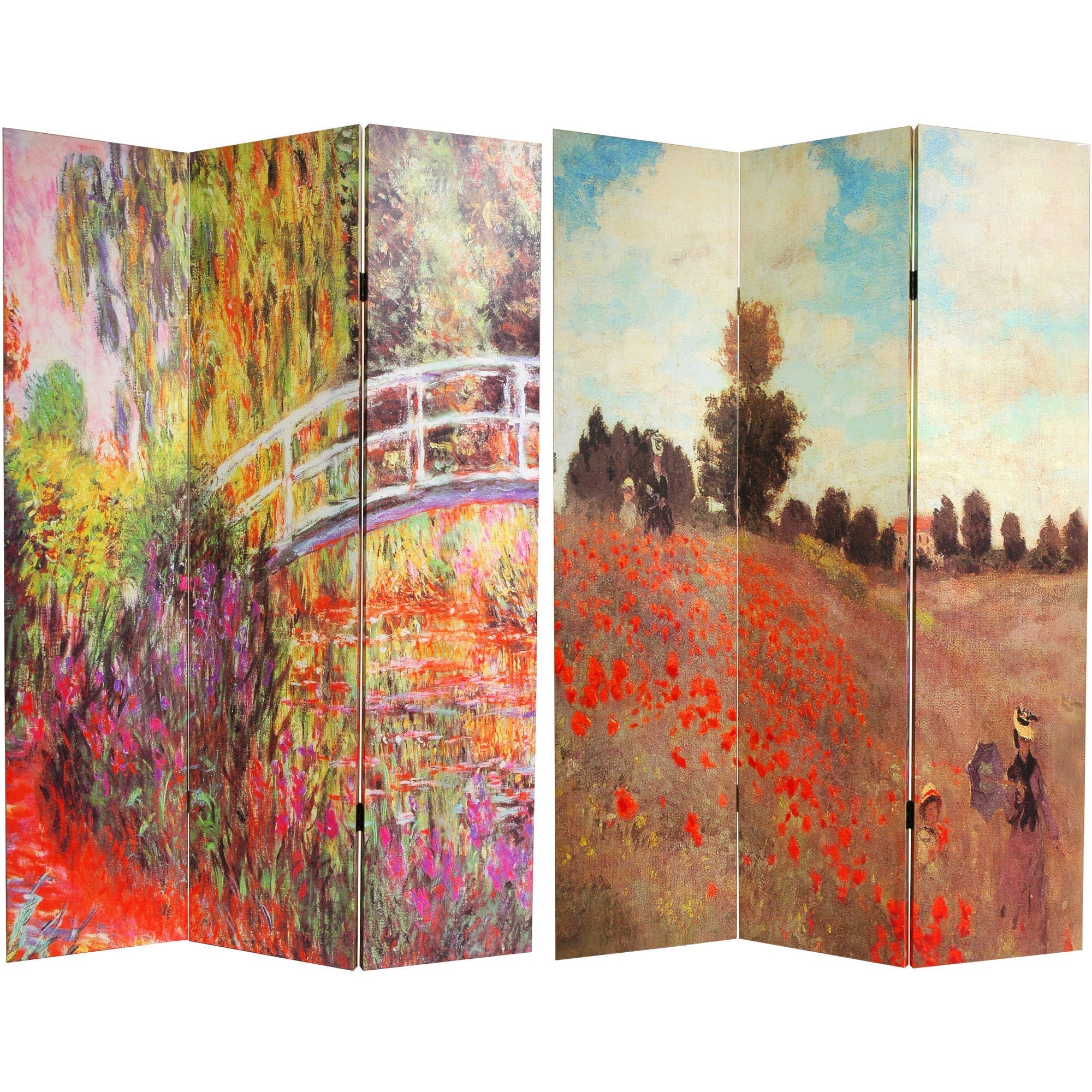 Oriental Furniture 6 ft. Tall Works of Monet Canvas Room Divider - 3 Panel