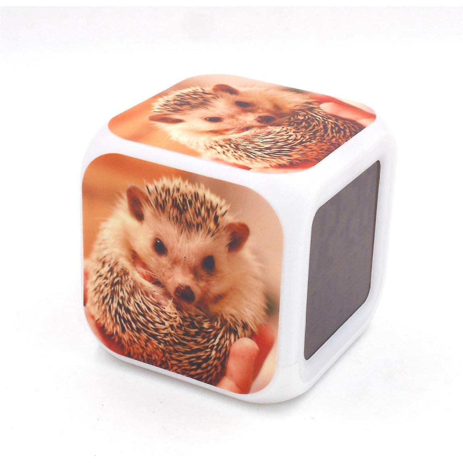 3desk and Shelf Clock Hedgehog Pet Digital Alarm Clock With Led Lights Yellow Table Clock For Kids Teenagers Adults Home/office Decor