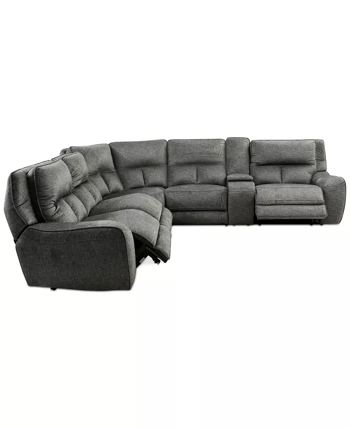 Furniture CLOSEOUT! Terrine 6-Pc. Fabric Sectional with 3 Power Motion Recliners and 1 USB Console