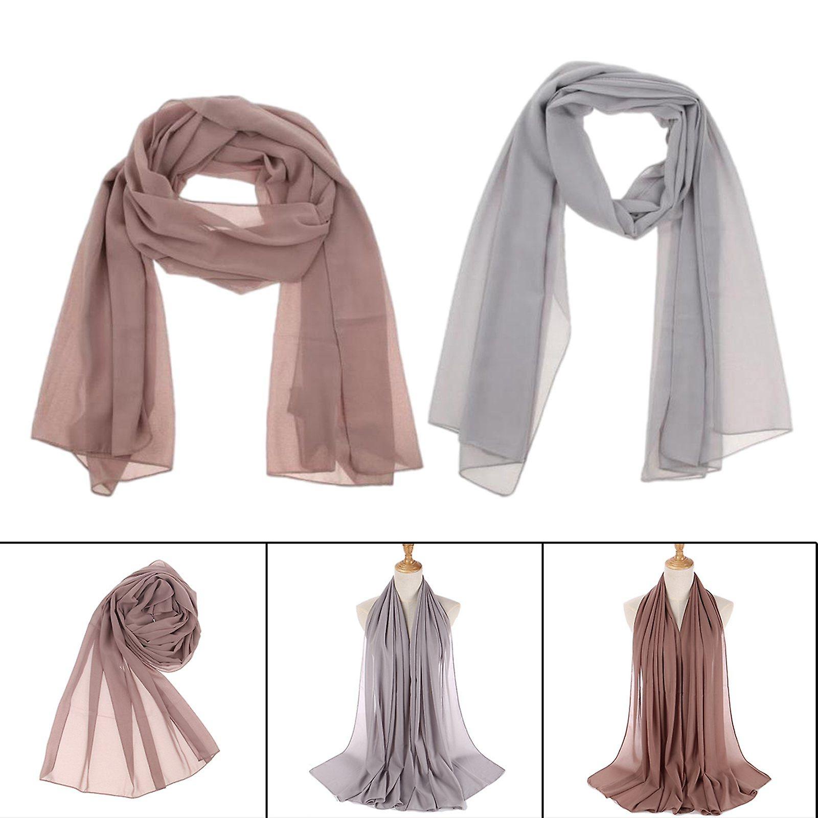 2pcs Solid Scarf Muslim Hijabs For Lady Autumn Spring Winter Outdoor Sports