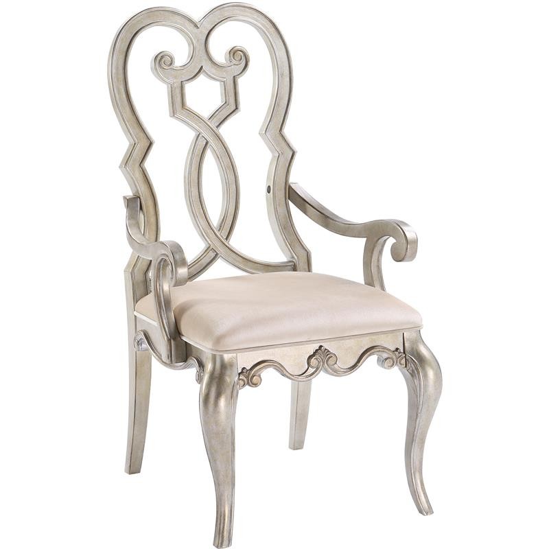 ACME Furniture 62203 Esteban Ivory/Antique Champagne Arm Chair - Set of 2