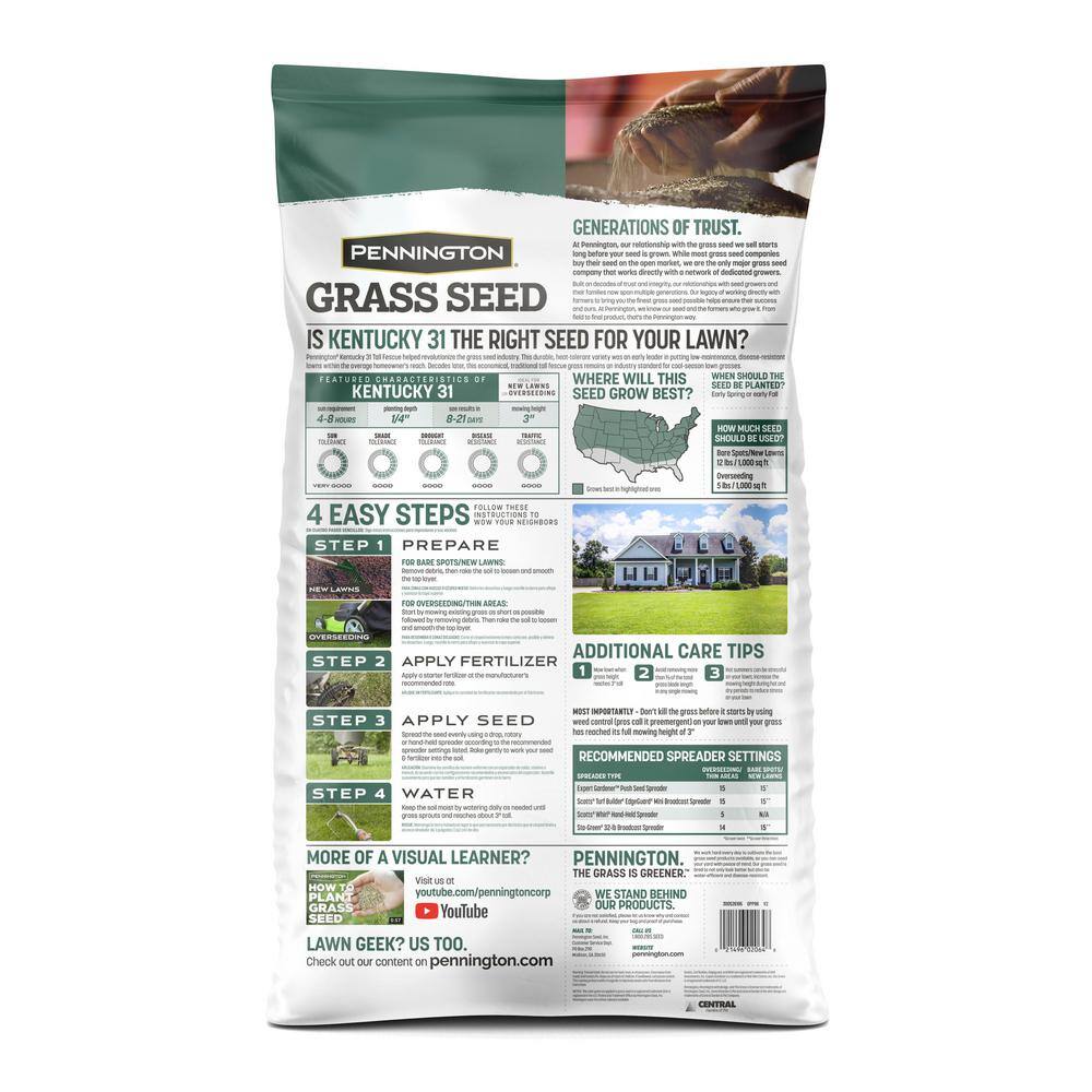 Pennington Kentucky 3140 lbs. Tall Fescue Penkoted Grass Seed (2-Pack) 100537715