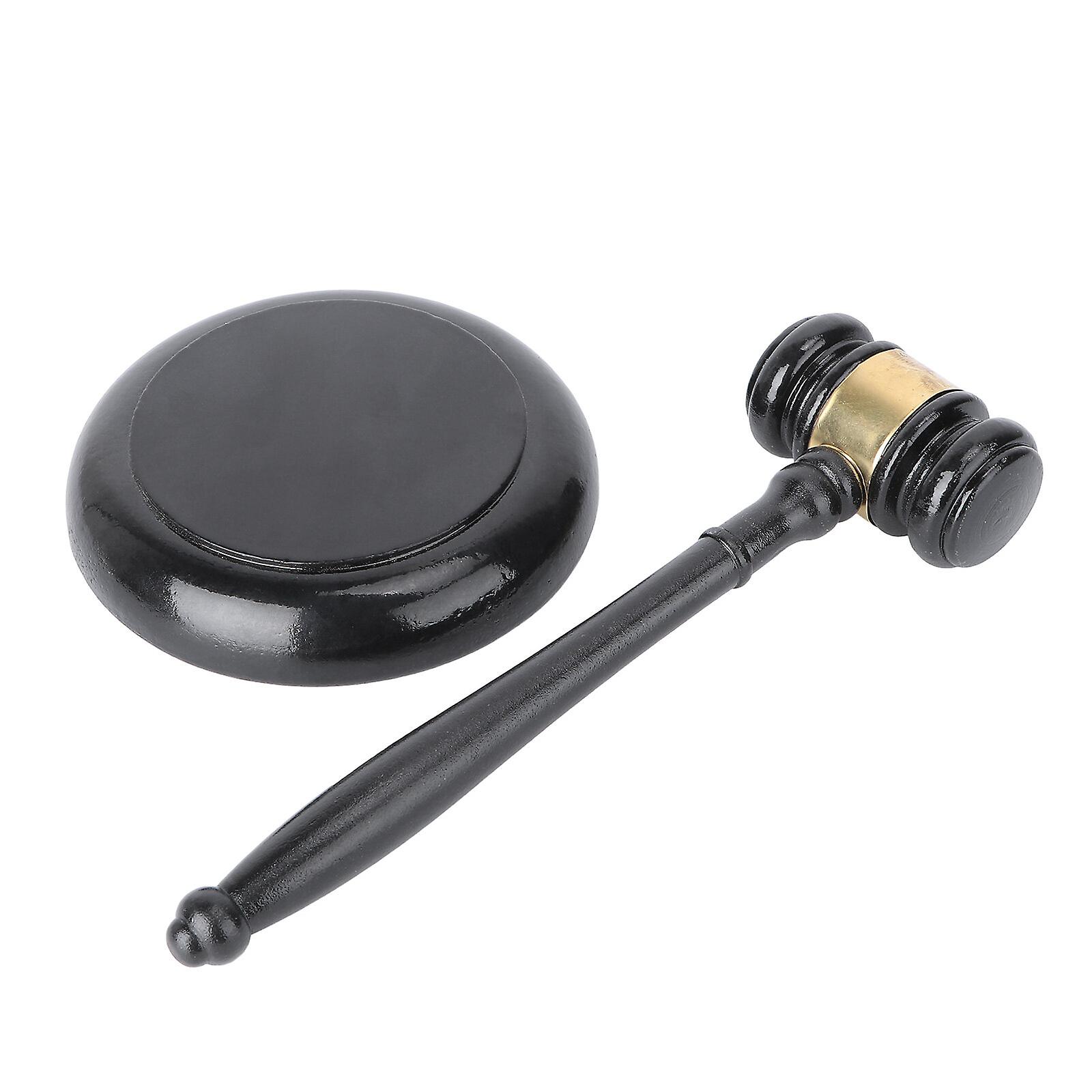 1set Wooden Judge Gavel With Base Simple Durable Hammer Kids Role Play Toy Black