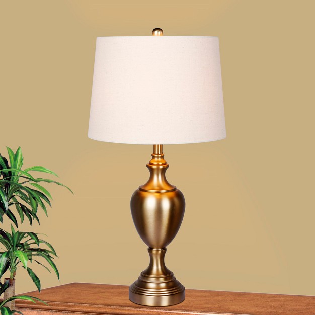 2pk Pedestal Base Metal Table Lamps In Plated Antique Gold brass Fangio Lighting