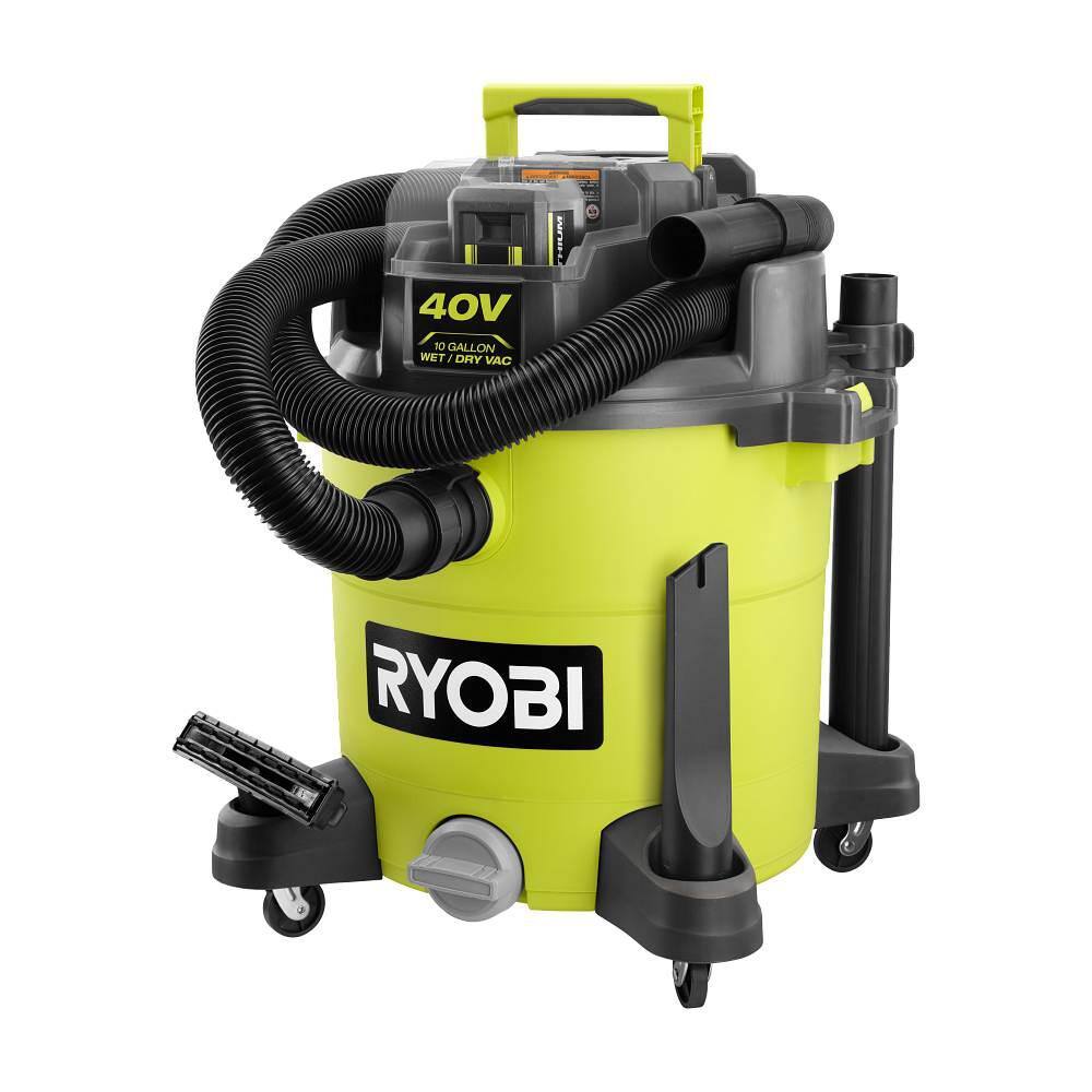 RYOBI 40V 10 Gal. Cordless WetDry Vacuum with 40V HP Brushless Whisper Series Leaf Blower (2) Batteries and (2) Chargers RY40WD01K-RY404130VNM