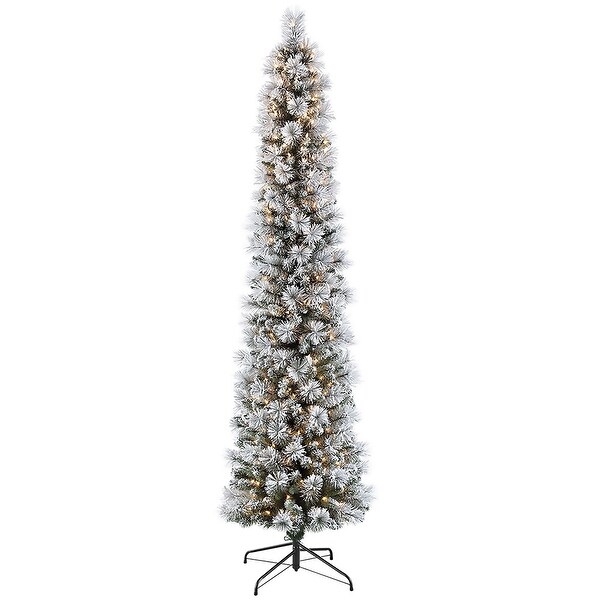 Puleo International 7.5' Prelit Flocked Christmas Portland Pine Tree