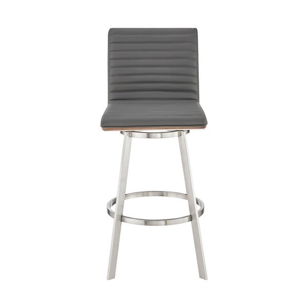 Jermaine Swivel Bar or Counter Stool in Faux Leather with Metal Frame