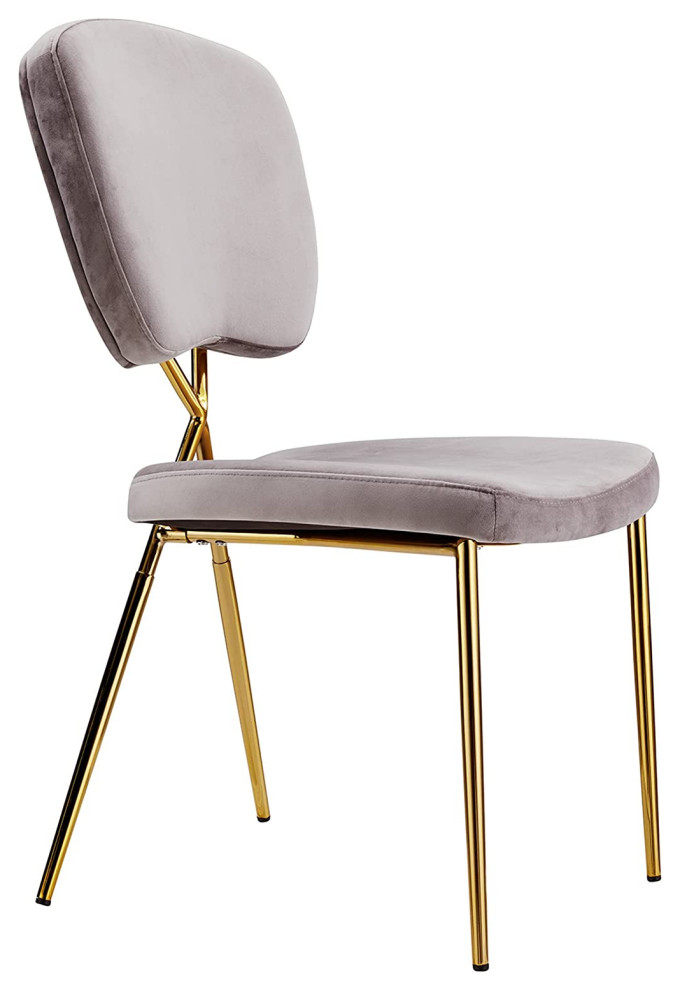 Set of 2 Dining Chair  Sleek Metal Legs With Padded Velvet Seat  Blush and Gold   Contemporary   Dining Chairs   by Declusia  Houzz