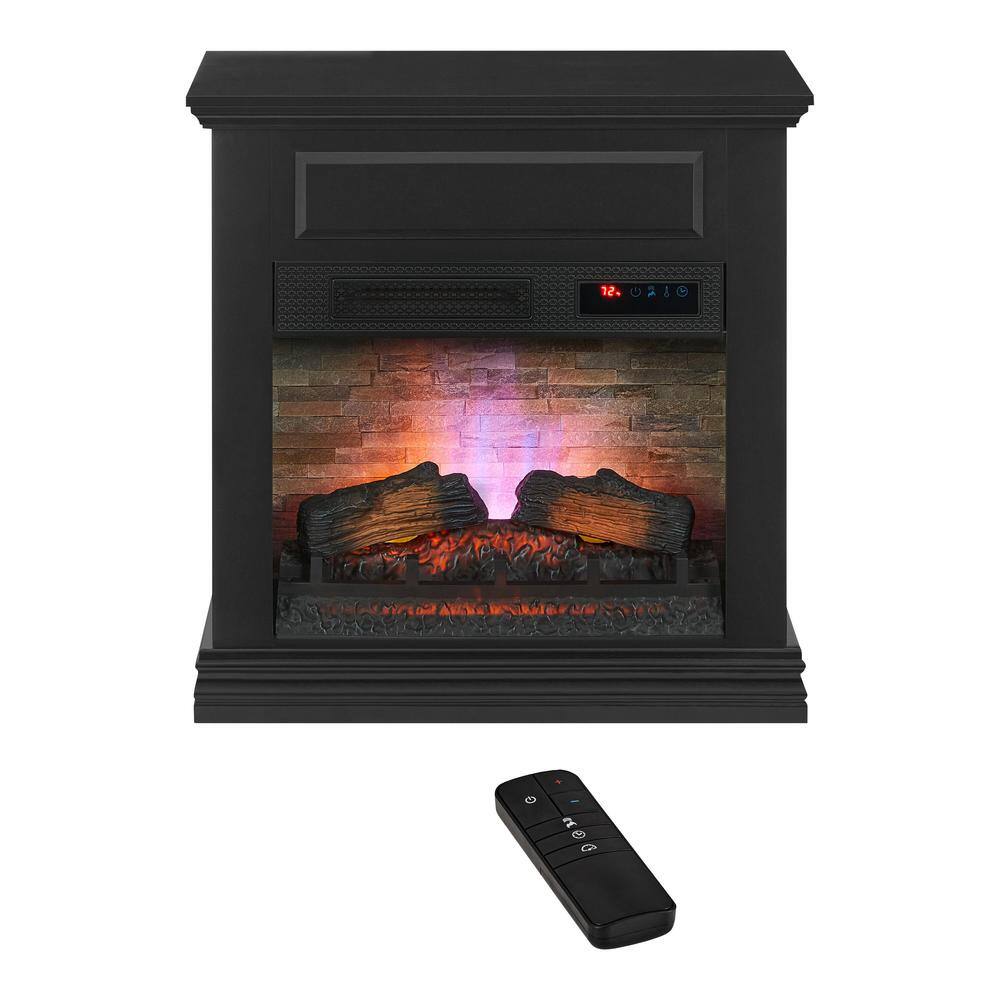 StyleWell Wheaton 31 in. Freestanding Wooden Infrared Electric Fireplace in Black 150427