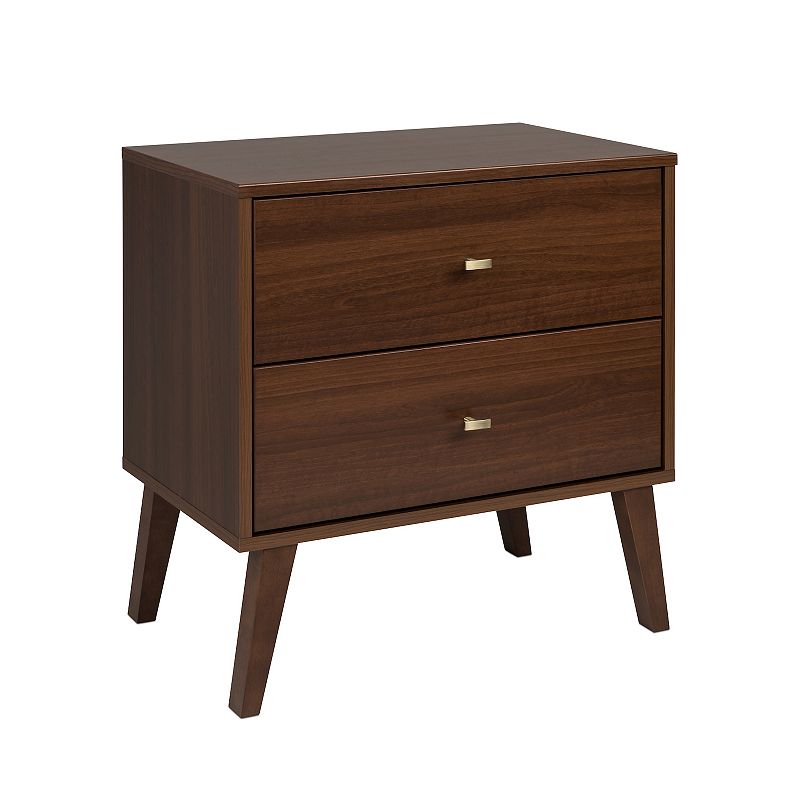 Prepac Milo Mid-Century Modern 2-Drawer Nightstand Table