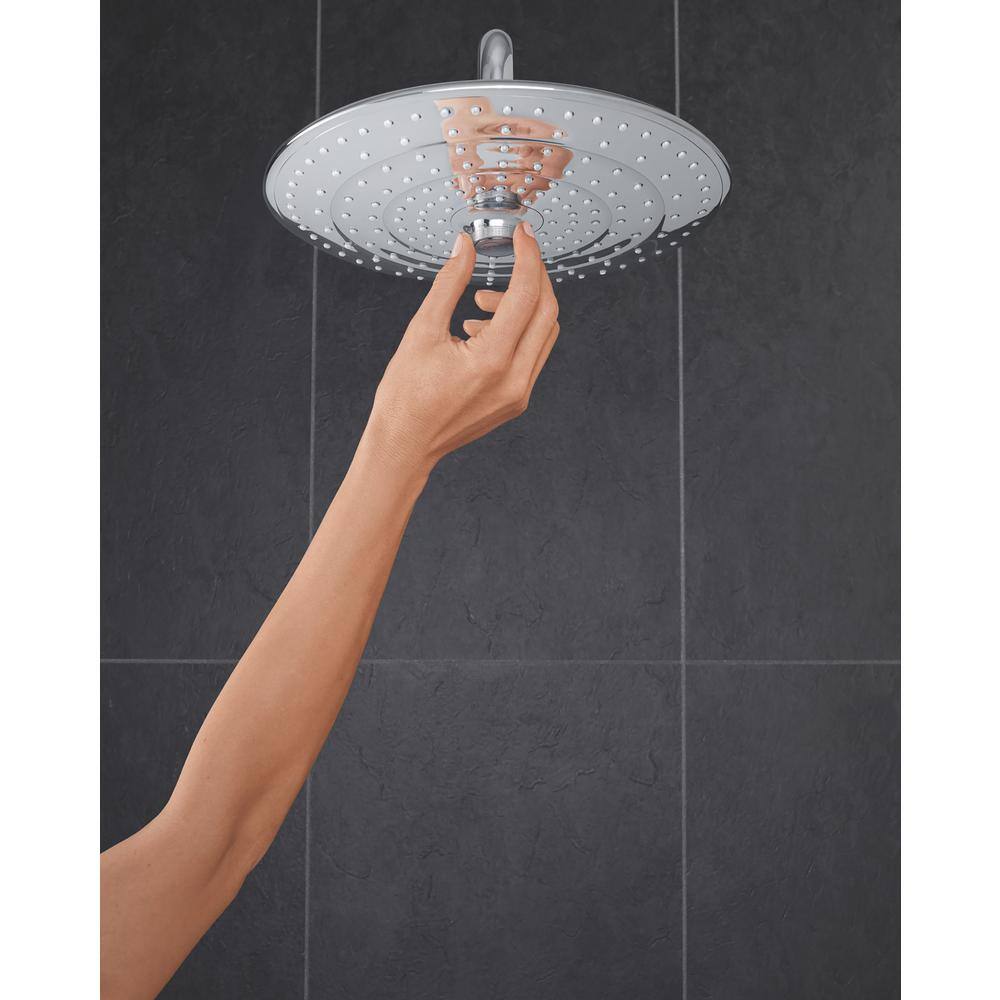 GROHE Euphoria 3-Spray 10 in. Single Ceiling Mount Fixed Rain Shower Head in StarLight Chrome 26456000