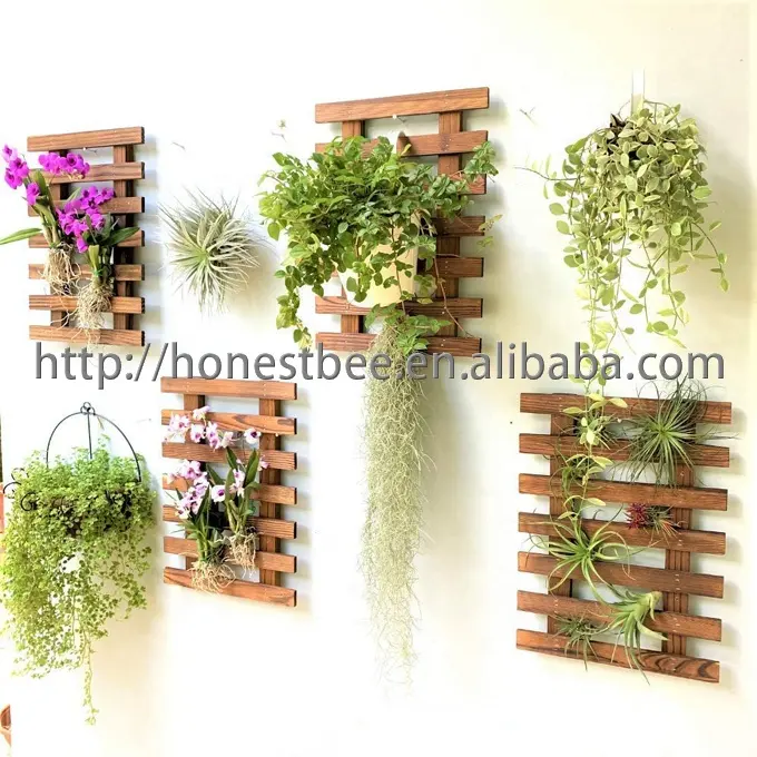 Wood Trellises Christmas Decorations Supplies  Wall Planter for Indoor Plants Air Plant Succulent Holder Large Wall Decor for Ou