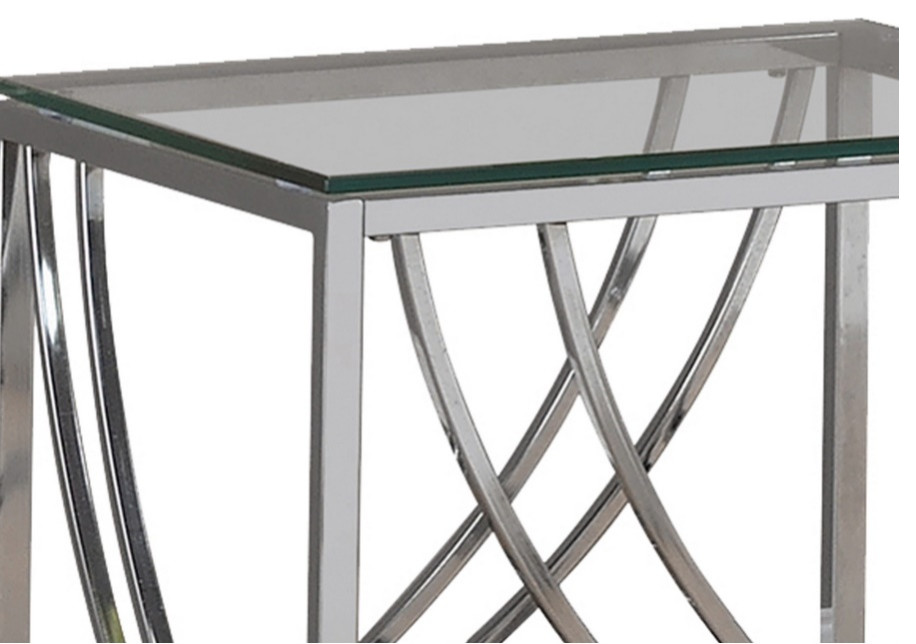 Tempered Glass Top End Table With Metal Tubular Legs  Chrome And Clear   Contemporary   Side Tables And End Tables   by VirVentures  Houzz