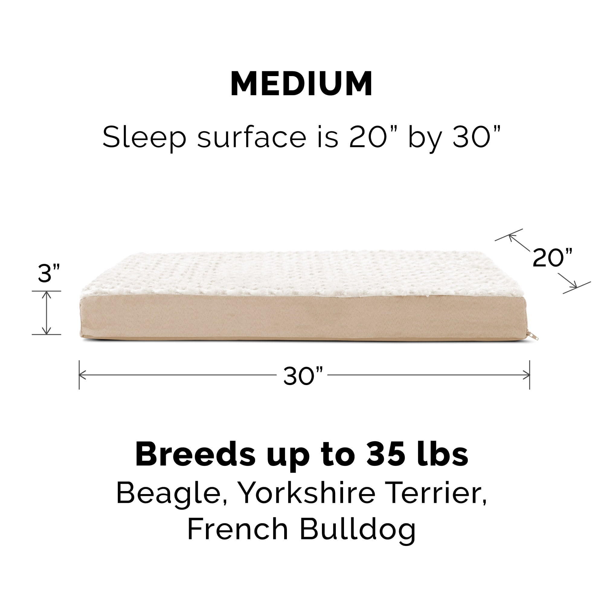 FurHaven Pet Products | Deluxe Orthopedic Ultra Plush Mattress Pet Bed for Dogs & Cats, Cream, Medium