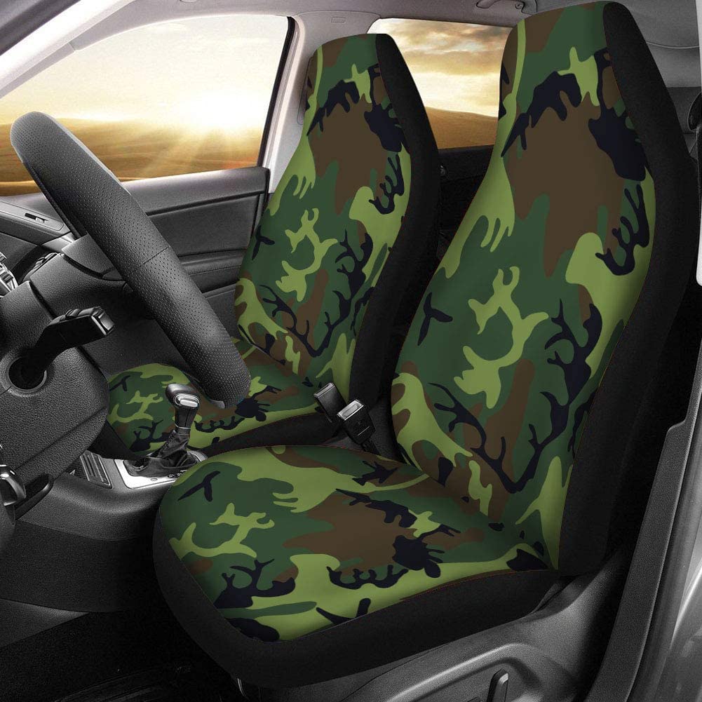 FMSHPON Set of 2 Car Seat Covers Camo 3D Universal Auto Front Seats Protector Fits for Car，SUV Sedan，Truck