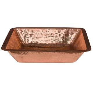 Premier Copper Products Under Counter Rectangle Hammered Copper 19 in. Bathroom Sink in Polished Copper LREC19PC