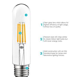 LUXRITE 60-Watt 5-Watt Equivalent T10 Dimmable Edison LED Light Bulbs UL Listed 2700K Warm White (6-Pack) LR21626-6PK