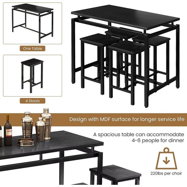 4 - Person Counter Height Dining Set with Wooden Panel and Metal Frame