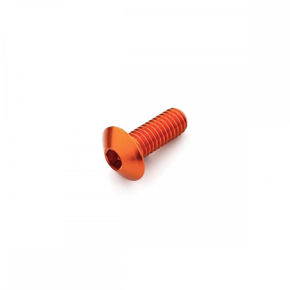 Racebolt Aluminium Dome Head Bolt Small Head M6 X 1.0mm X 16mm(12.5mm Head Diameter) Orange