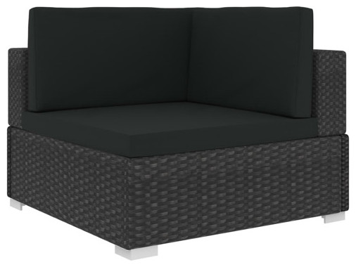 vidaXL 4 Seater Sofa Couch with Cushions Patio Wicker Furniture PE Rattan Black   Tropical   Outdoor Sofas   by vidaXL LLC  Houzz