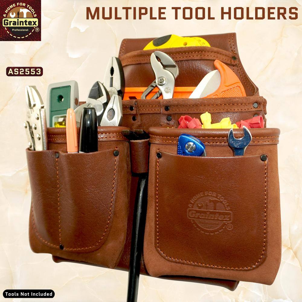 8-Pocket Framers Professional Tool Pouch with Ambassador Series Top Grain Leather AS2553