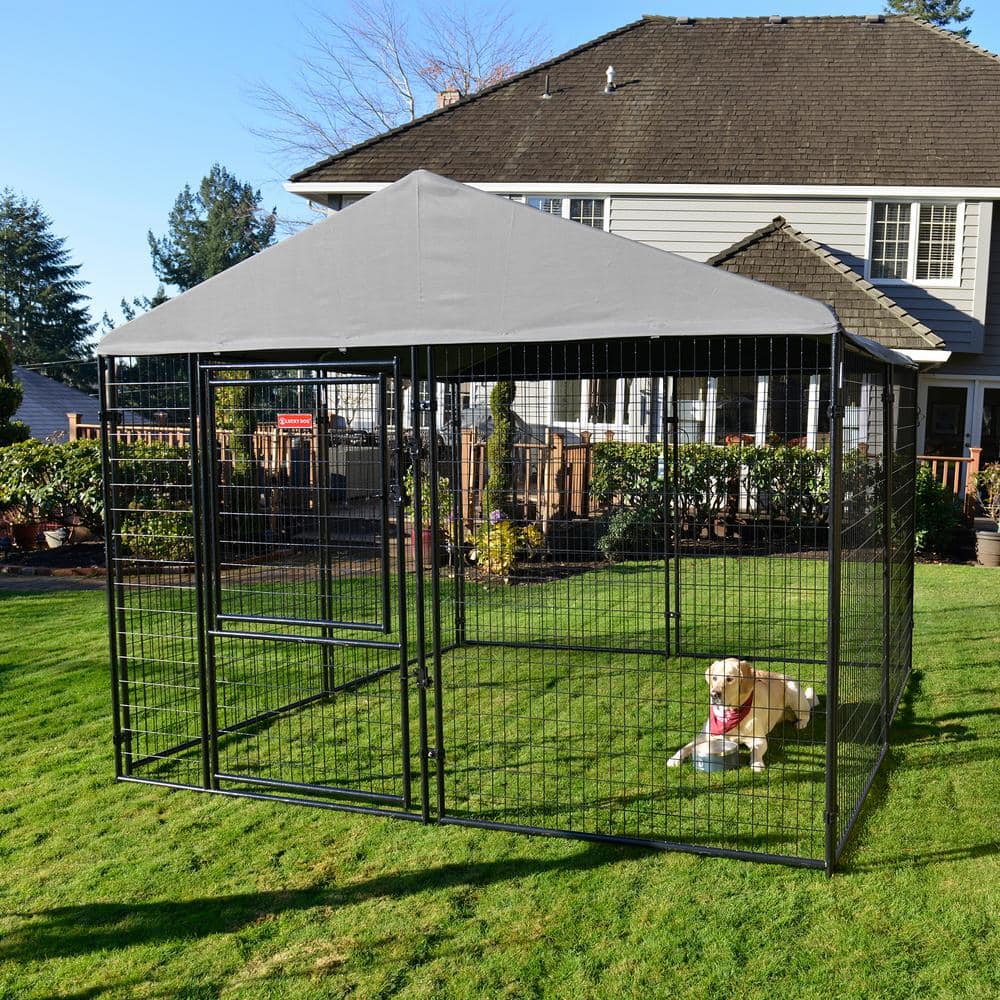 Lucky Dog STAY Series Presidential (Coverage Area - 0.0023 -Acres ) In-Ground Kennel (10 ft. x 10 ft. x 6 in. H) Steel Grey KPRM10-UR0310